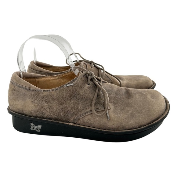 Alegria womens flats size 39 brown nubuck lace up orthopedic nursing - Picture 1 of 11